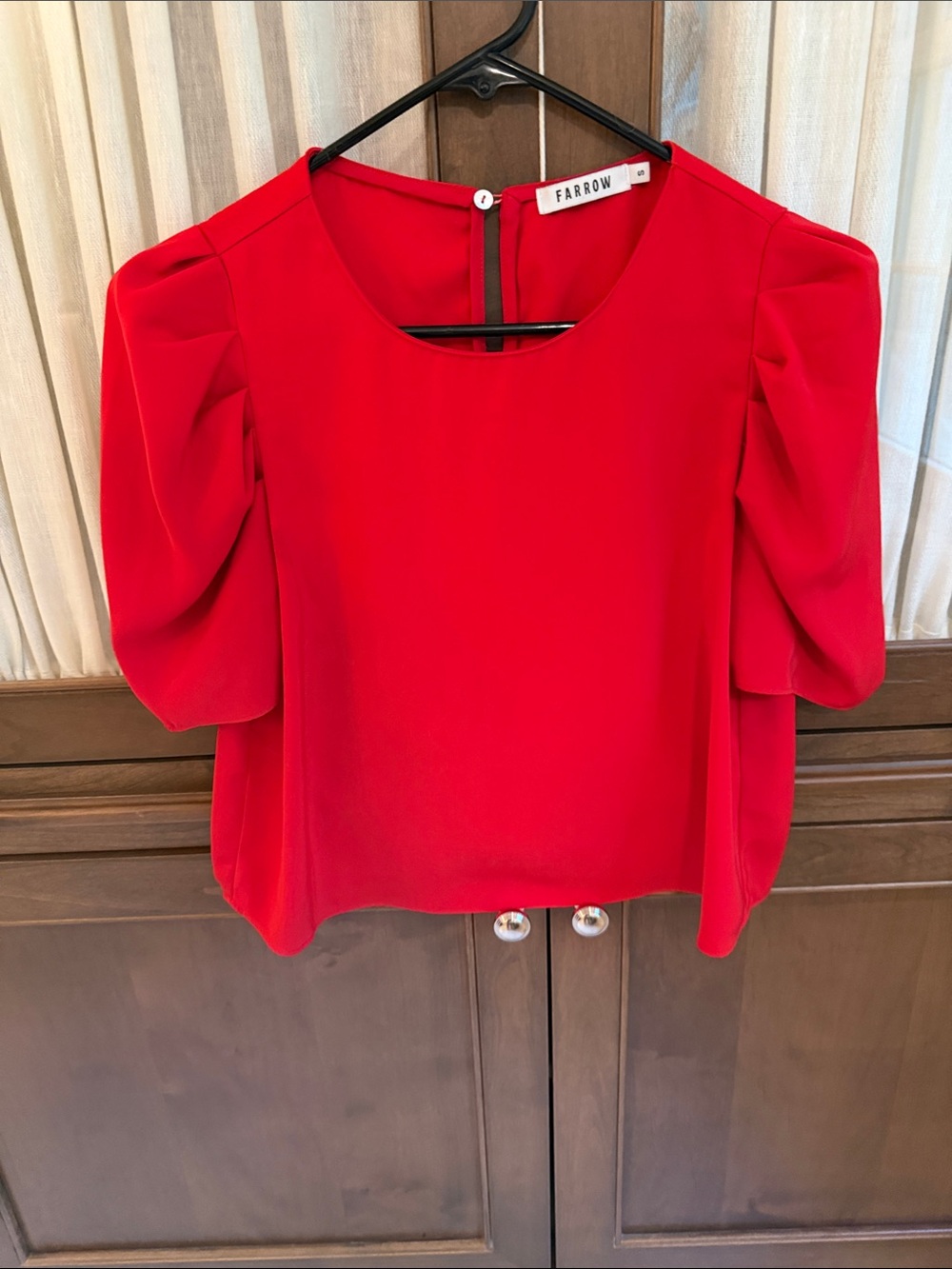 Farrow Red Puff-Sleeve Blouse
